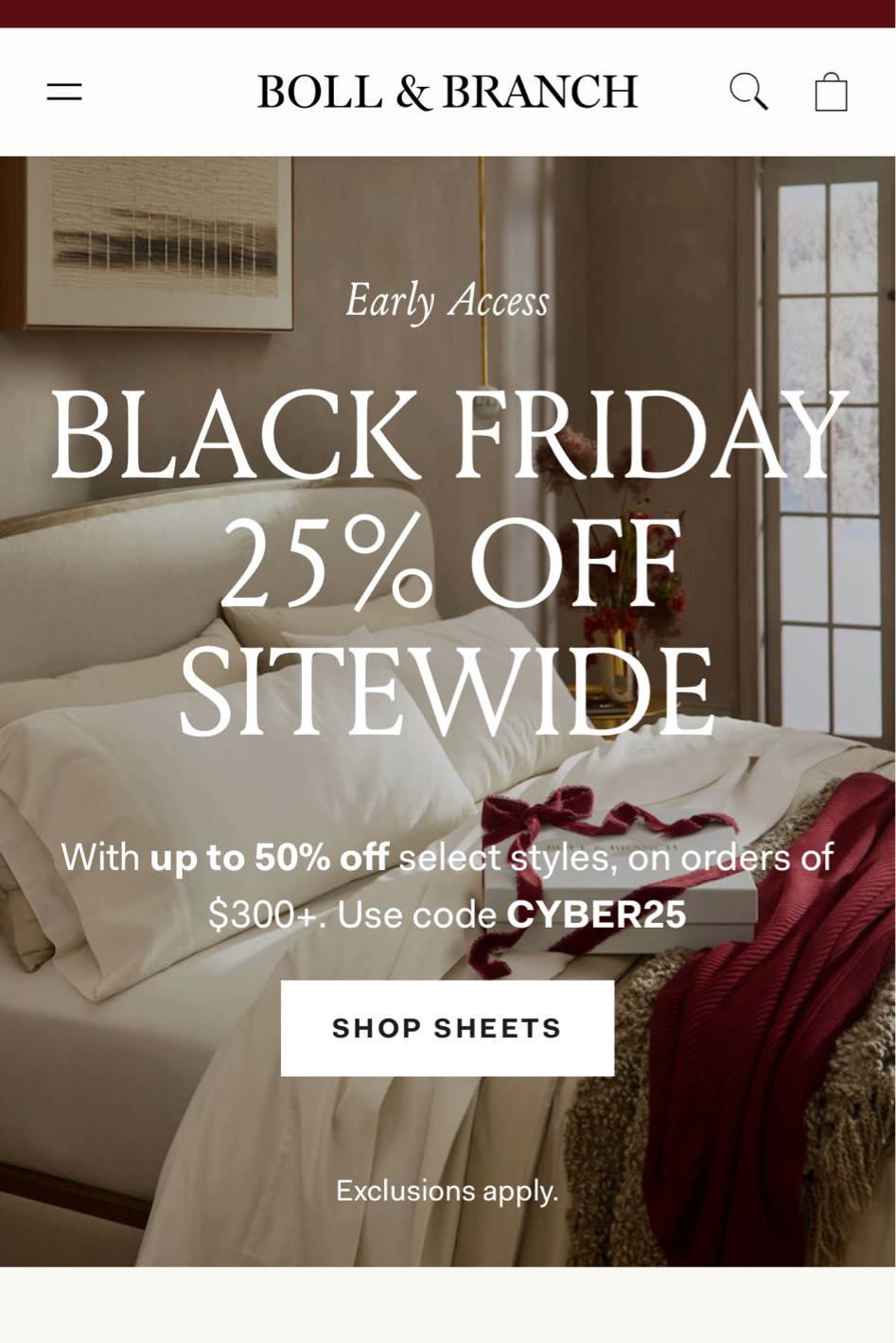 Boll & Branch Black Friday Sale 