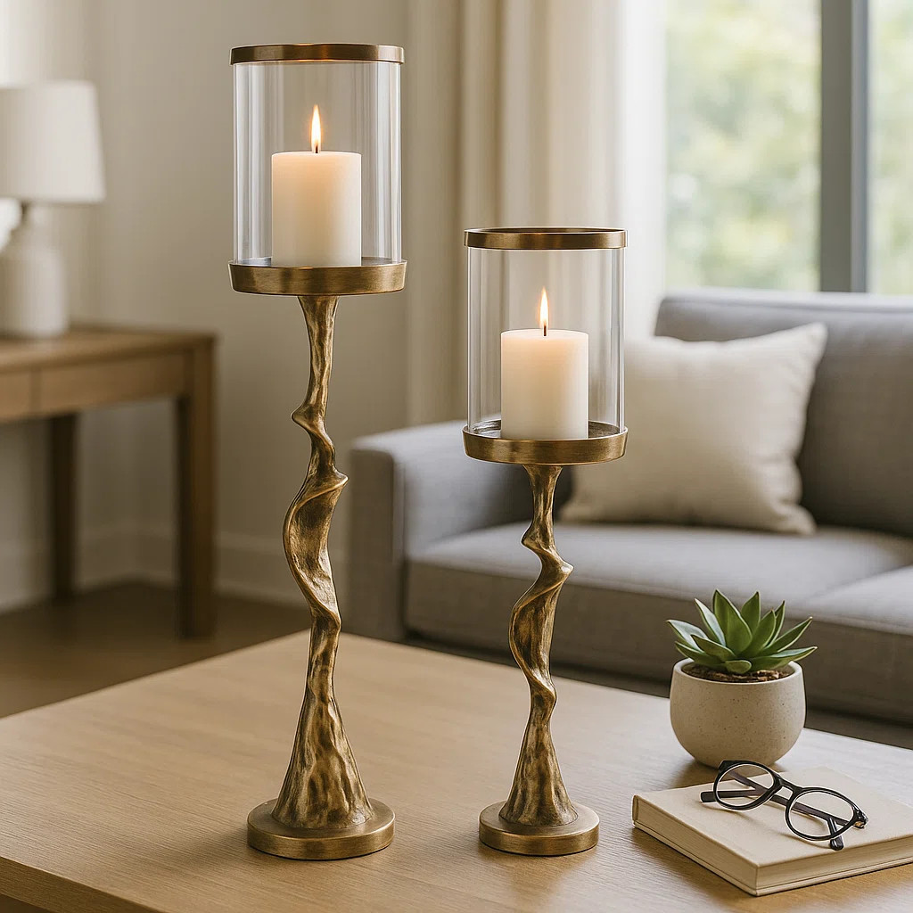 Modern Tall Sculptural Pillar Candle Holder for Decorative Tabletop Accent - Stylish Branch Inspi... | Wayfair North America