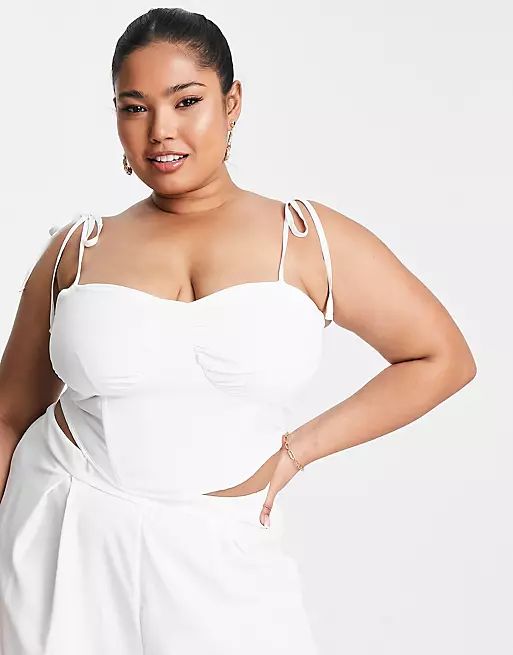 Jaded Rose Plus ruched cup corset top in white co-ord | ASOS (Global)