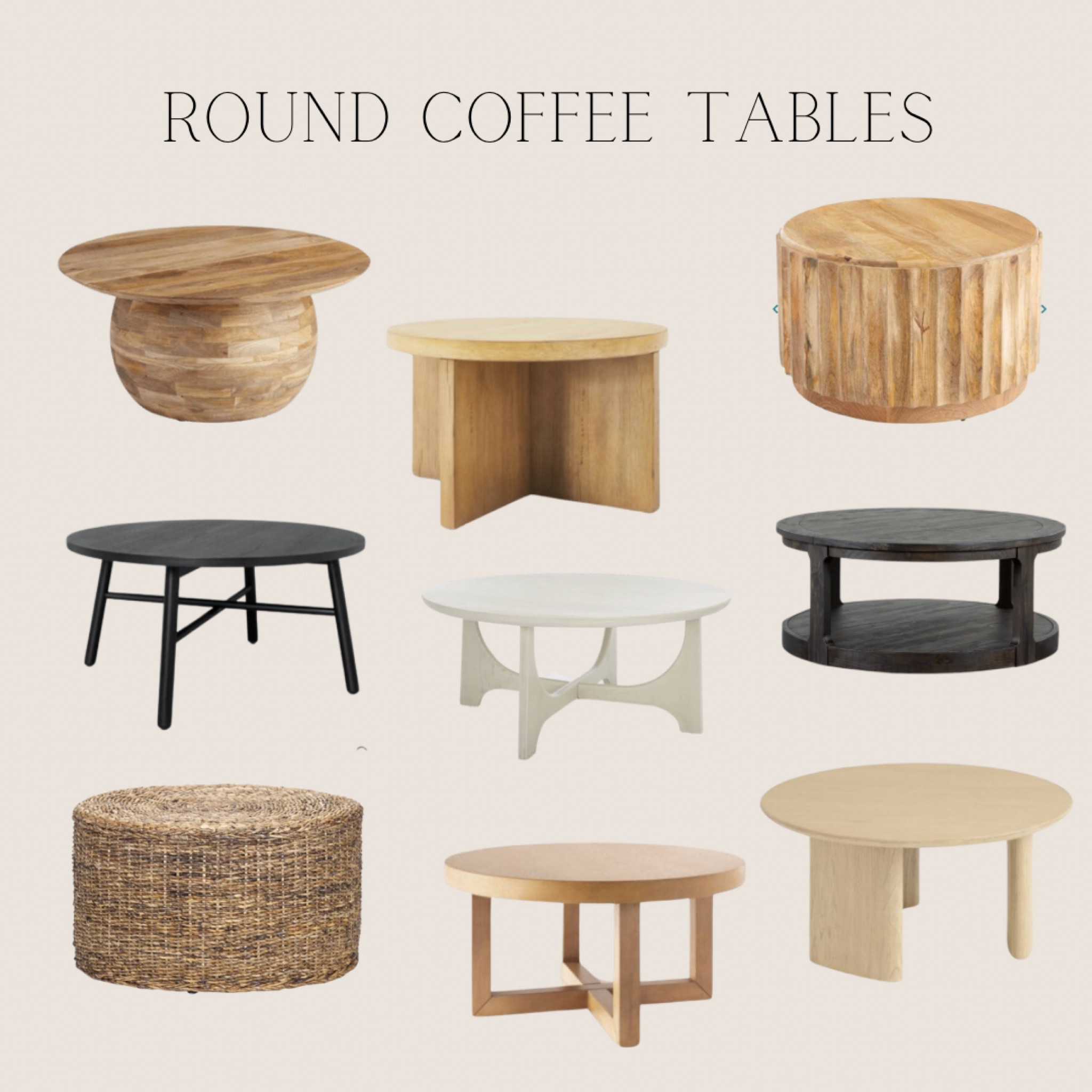 Round coffee tables, black coffee table , natural wood coffee table, woven coffee table 

#LTKhome #LTKunder50