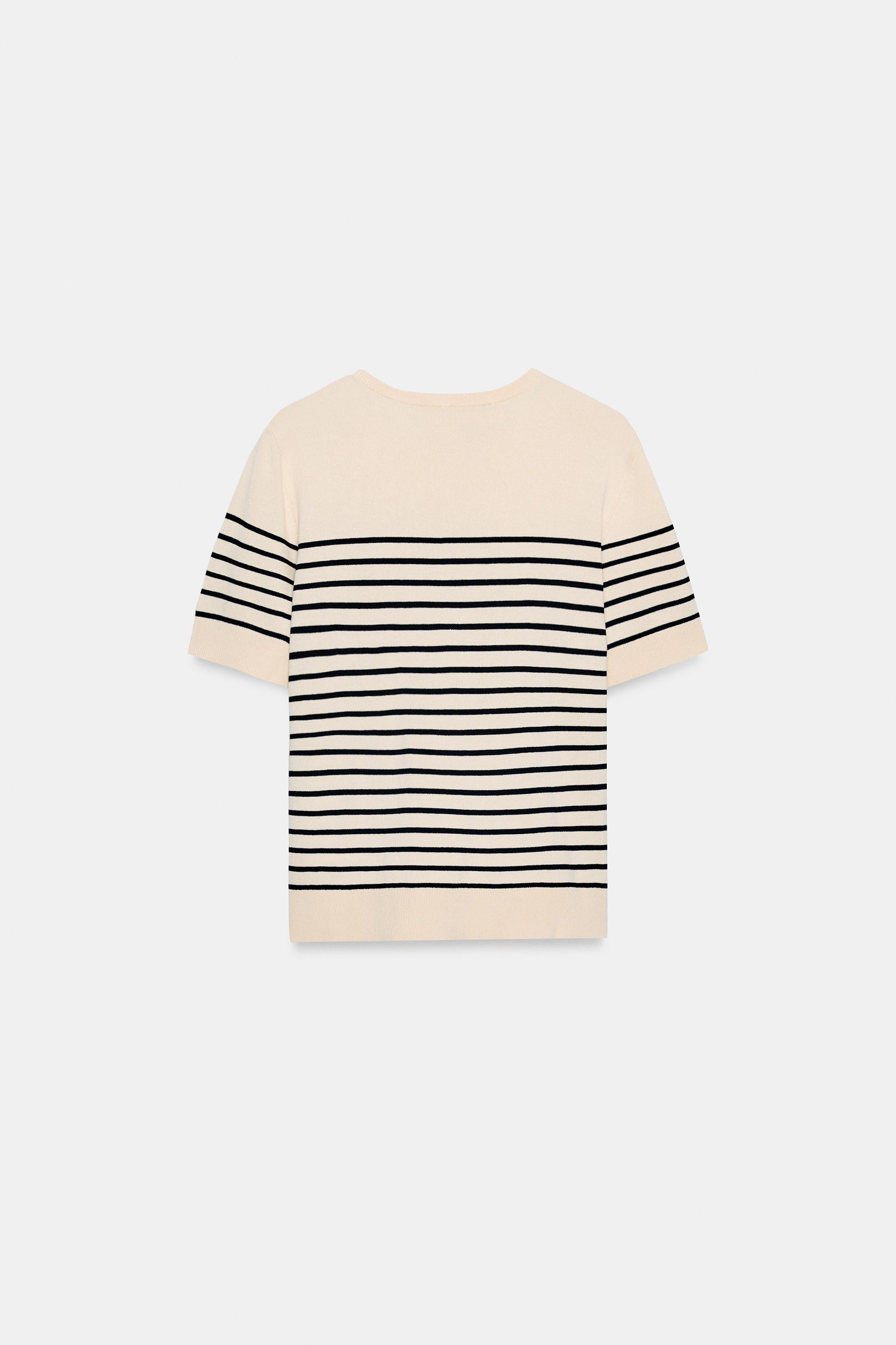 STRIPED SHORT SLEEVE KNIT JUMPER | Zara US