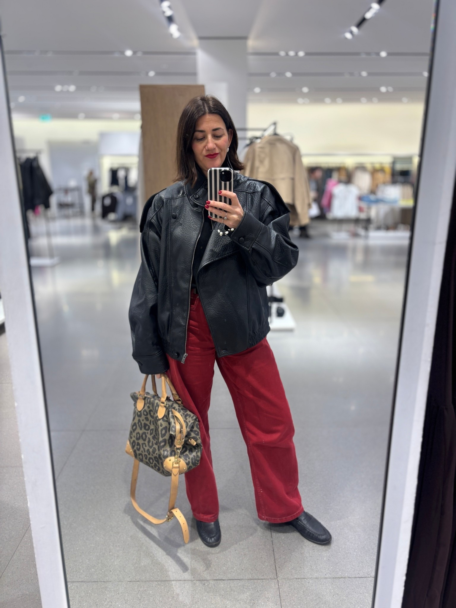 Zara faux leather bomber jacket