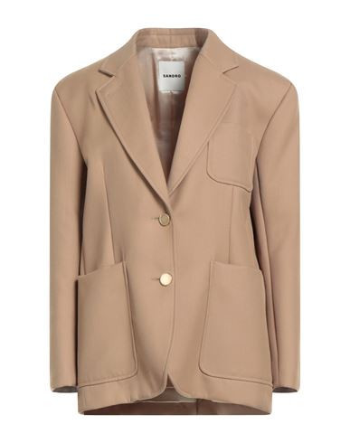 Sandro Woman Blazer Sand Size 4 Polyester, Virgin Wool | YOOX (US)