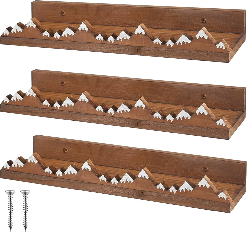 3 Pcs Snow Mountain Floating Shelves Wood Nursery Book Shelves Nursery Floating Shelves Wall Moun... | Amazon (US)
