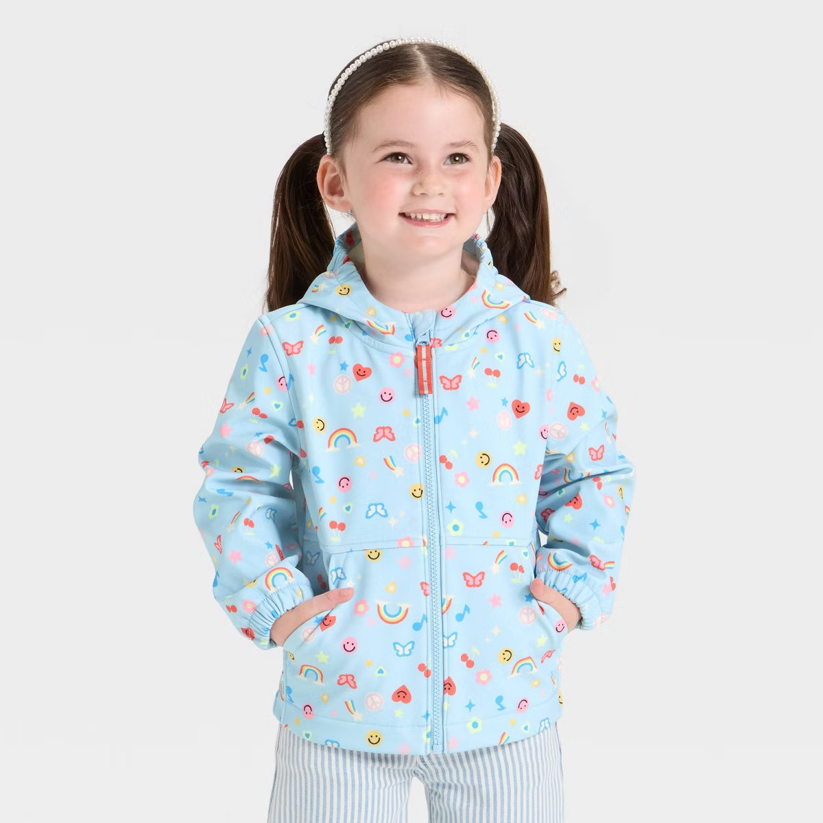 Toddler Girls' Full Zip Friendship Bracelet Charm Softshell Jacket - Cat & Jack™ Blue | Target