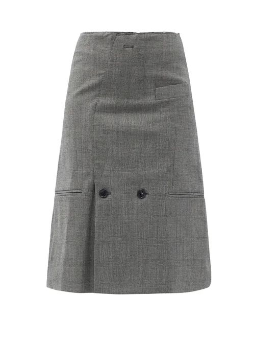 Vetements - Check Wool-blend Midi Skirt - Womens - Grey | Matches (US)