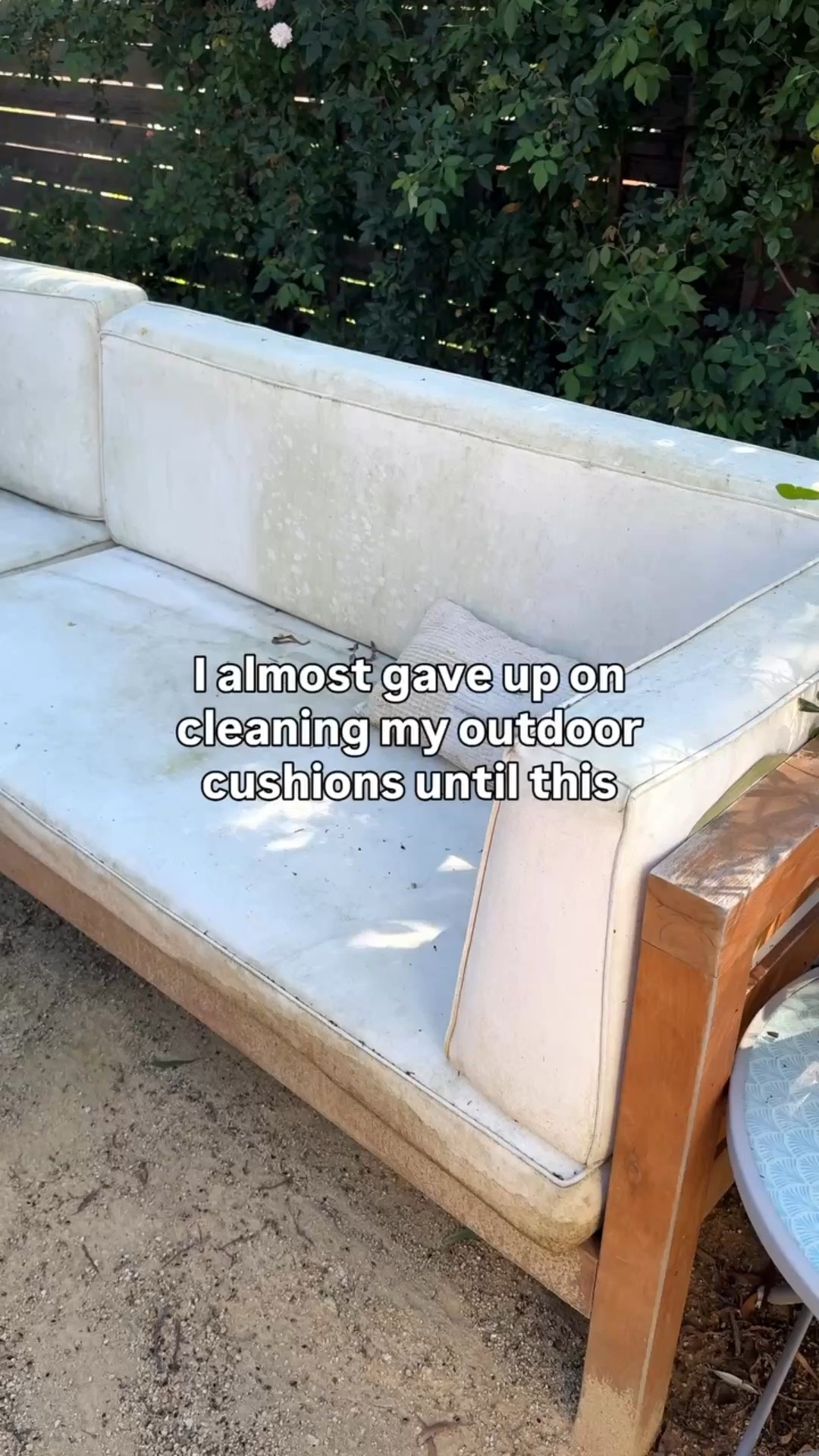 Power washed your patio cushions and they still don’t feel clean enough for a cozy warm weather gathering? You have to try this!

Last year I tried power washing alone and while it helped, it didn’t fully lift the grime. This time I paired a power washer with 30 Seconds Outdoor Cleaner and the difference was night and day.

This combo helps break down built-up dirt, mildew, and stains so your patio furniture actually looks good again - not just “slightly better.”

Save this for your spring patio refresh and comment SHOp if you want the exact products I used.

Follow along for cozy outdoor living, patio styling, and simple ways to make space for joy