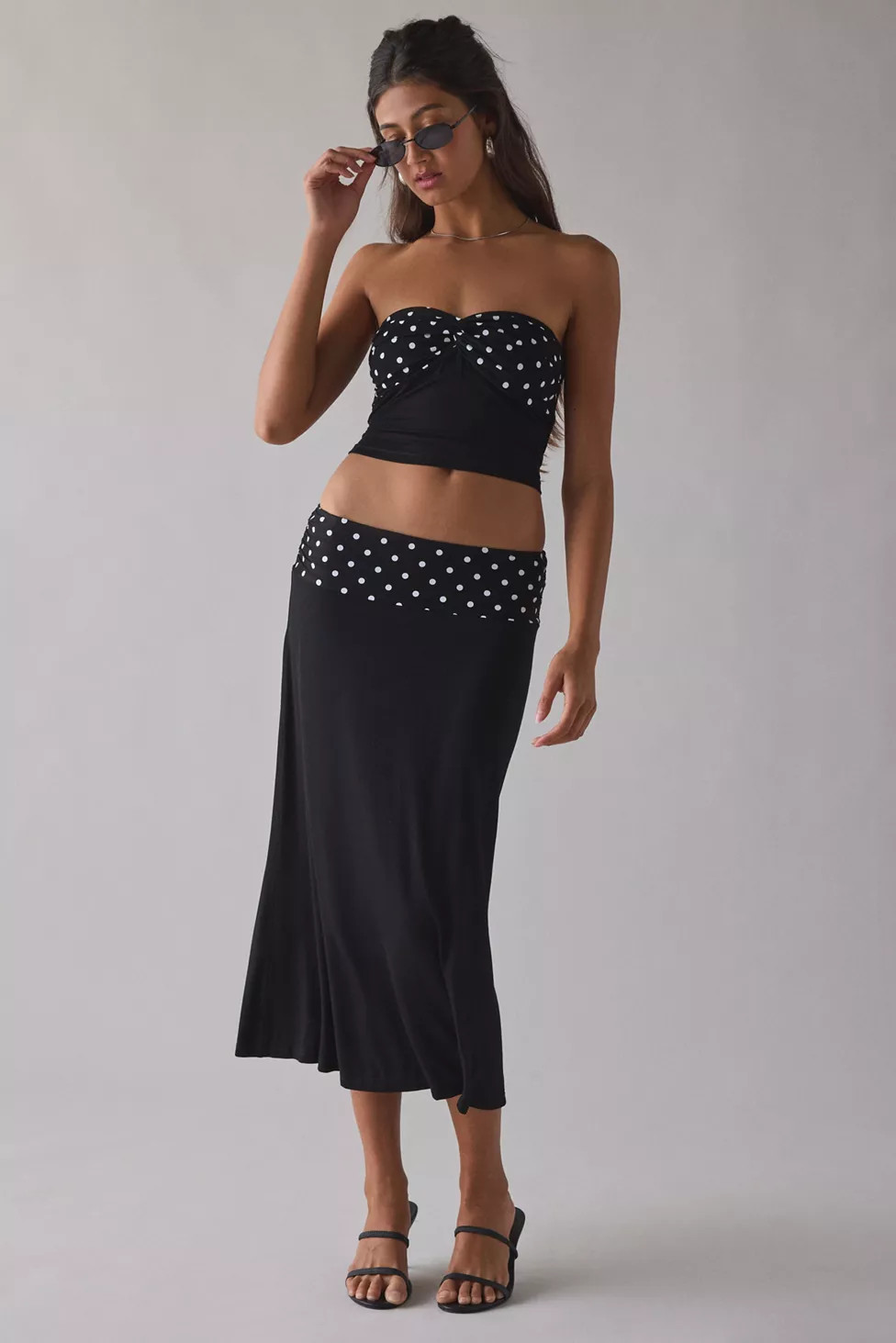 UO Get Dotted Jersey Knit Skirt 2-Piece Set | Urban Outfitters (US and RoW)