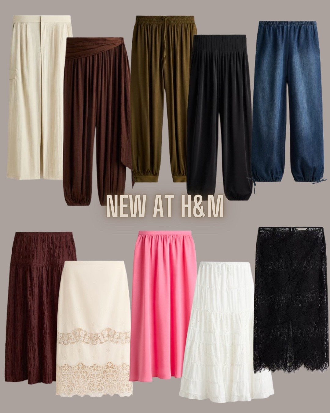 H&M fashion
Barrel pants
Balloon pants
Skirt
Maxi skirt
Lace skirt

