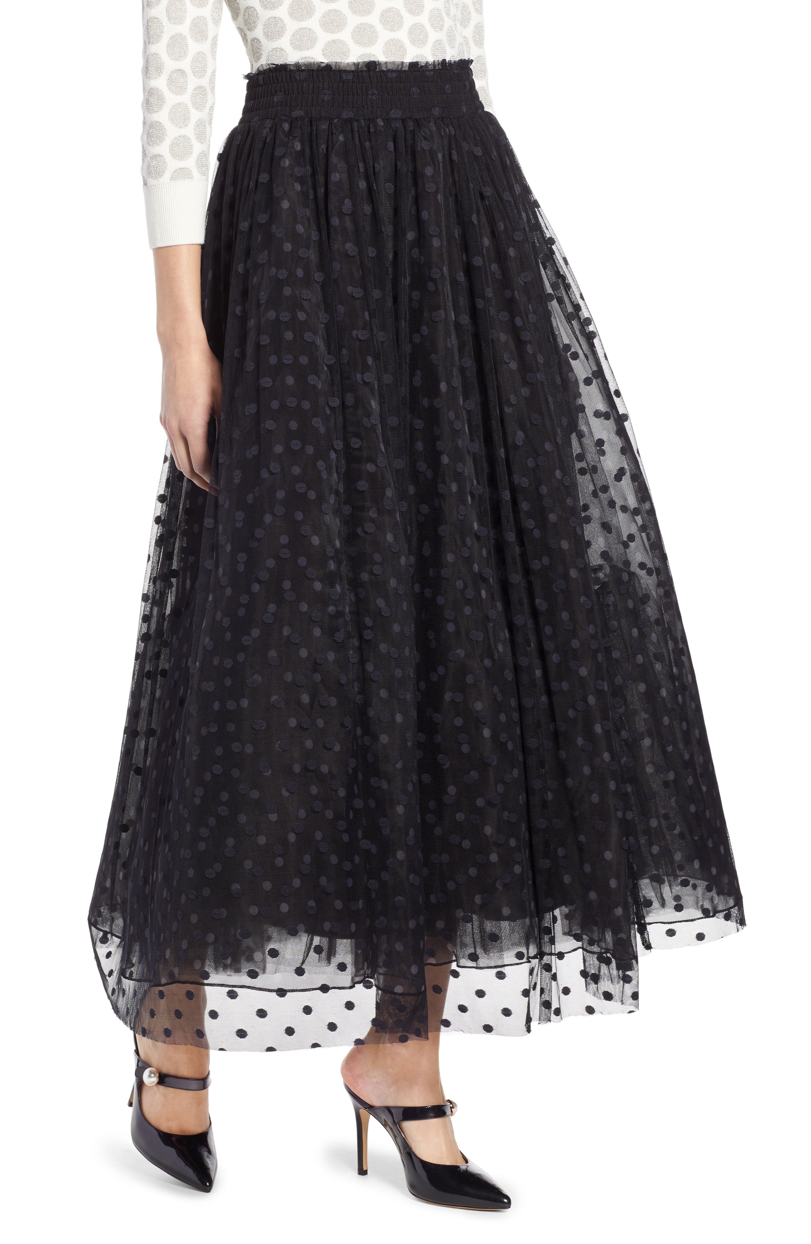 Women's Halogen X Atlantic-Pacific Polka Dot Tulle Maxi Skirt | Nordstrom