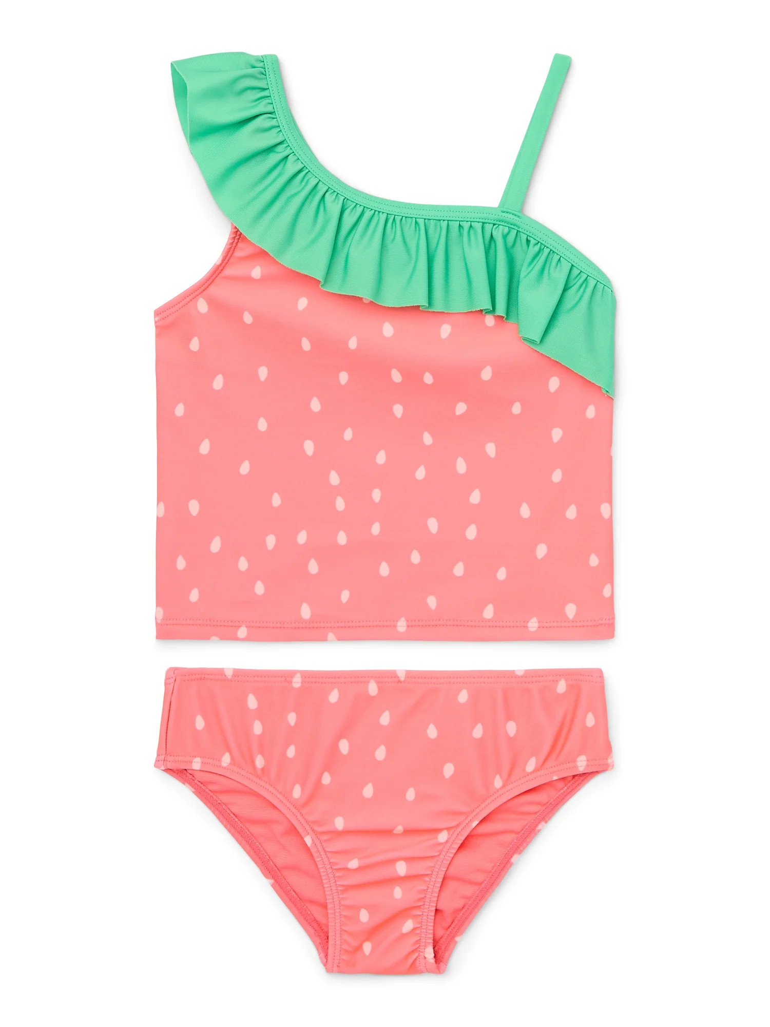 Wonder Nation Toddler Girl Strawberry Ruffle Tankini, Two-Piece, Sizes 12M-5T | Walmart (US)