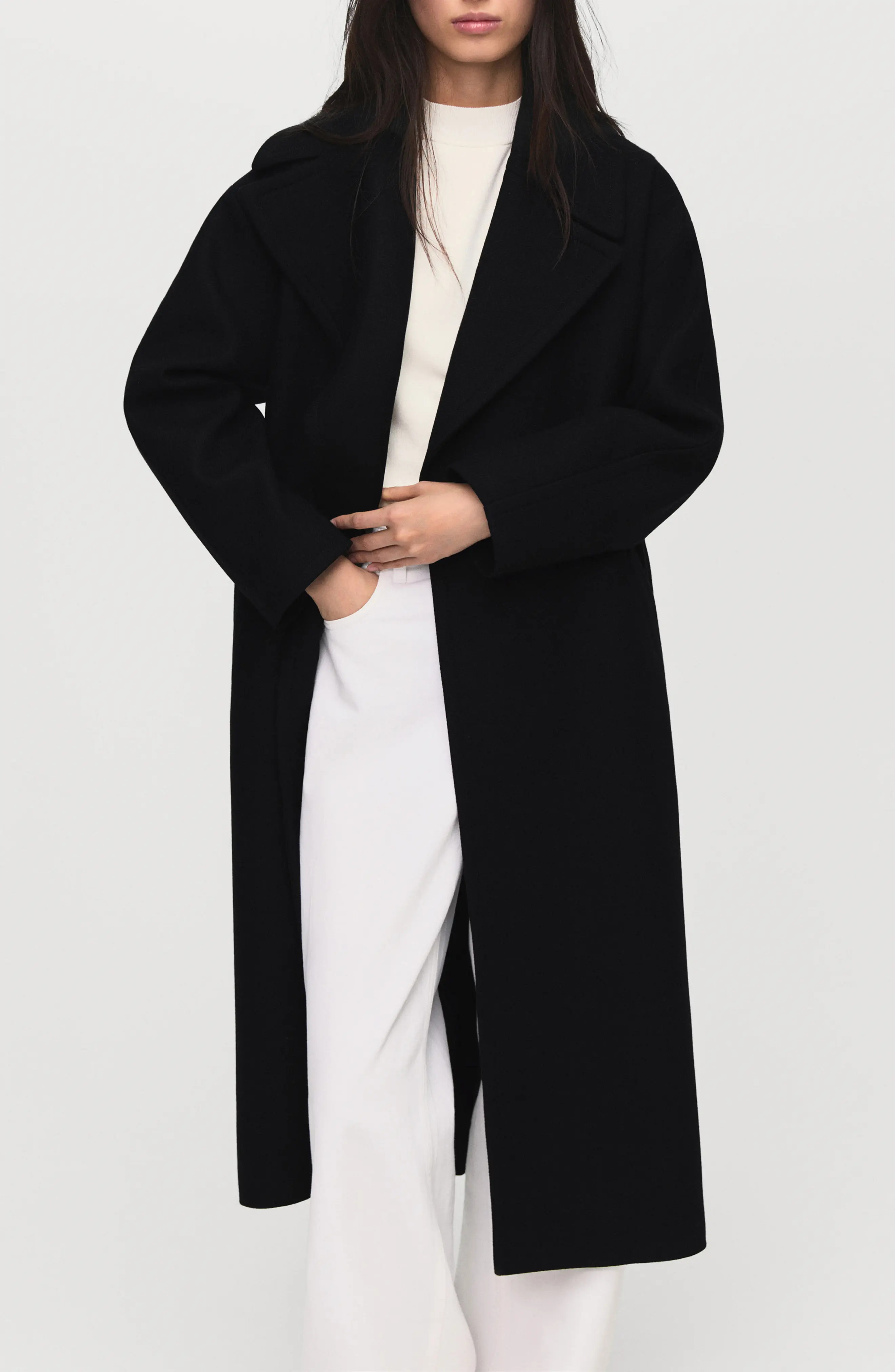 MANGO Belted Wool Blend Coat (Women) | Nordstrom | Nordstrom