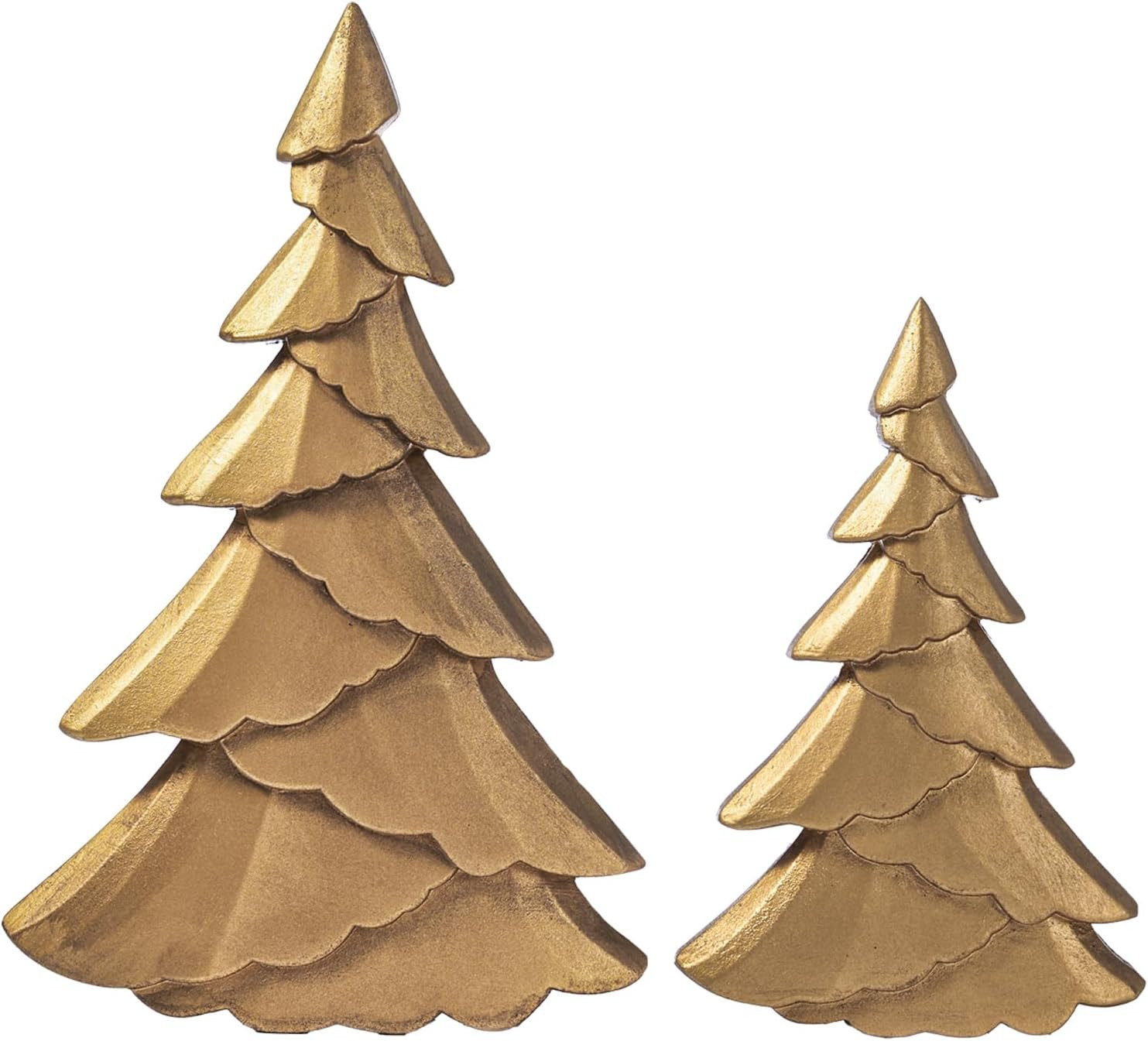 RM ROOMERS Christmas Tree Figurines Wooden, Set of 2 Gold Christmas Tree | Amazon (US)