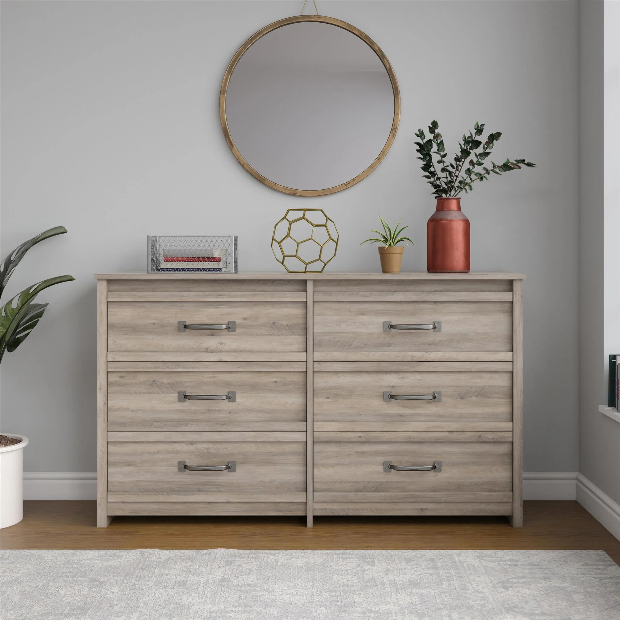 Better Homes & Gardens Rustic Ranch 6 Drawer Dresser, Gray Oak | Walmart (US)
