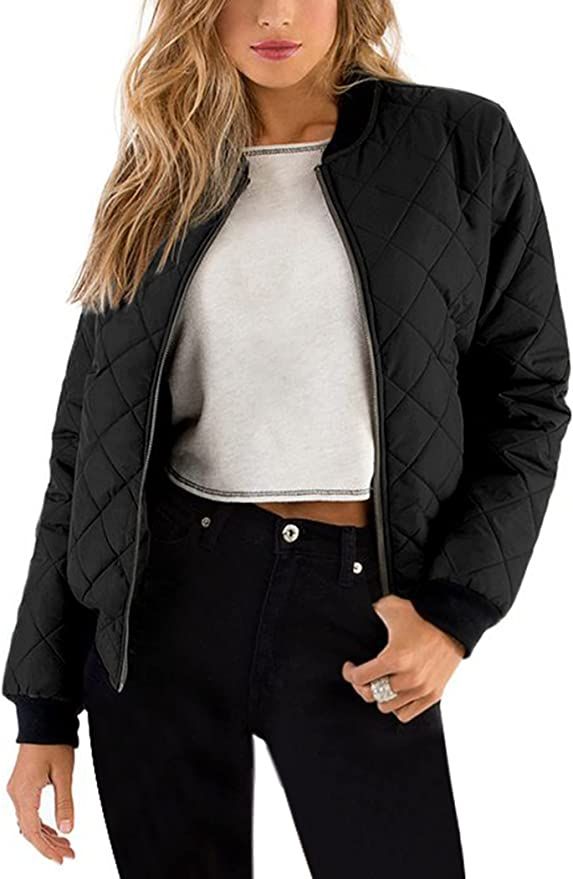 Zeagoo Women's Bomber Jacket Casual Coat Zip Up Outerwear Windbreaker with Pockets S-XXL | Amazon (US)