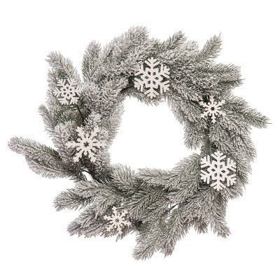 Transpac 24 Inch White Christmas Snowflake Wreath for Holiday Decor Perfect for Festive Home Decoration | Target