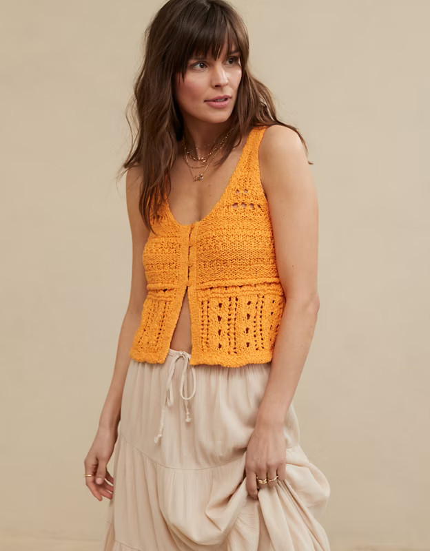 Aerie Crochet Sweater Vest Top | American Eagle Outfitters (US & CA)