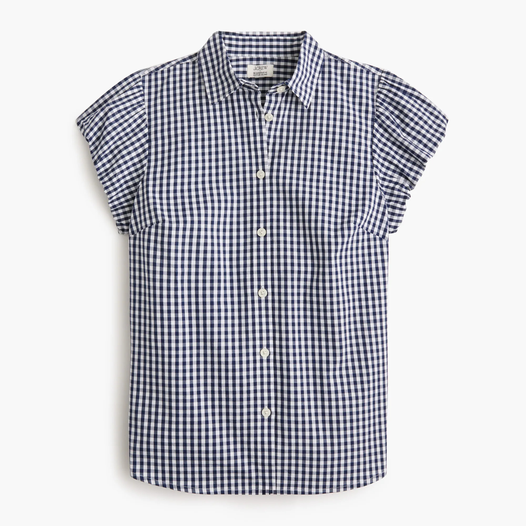 Gingham puff-sleeve button-up top | J.Crew Factory