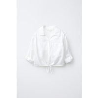 Zara - Knotted Flowy Shirt - Kids - Oyster-White - Kids | Zara US