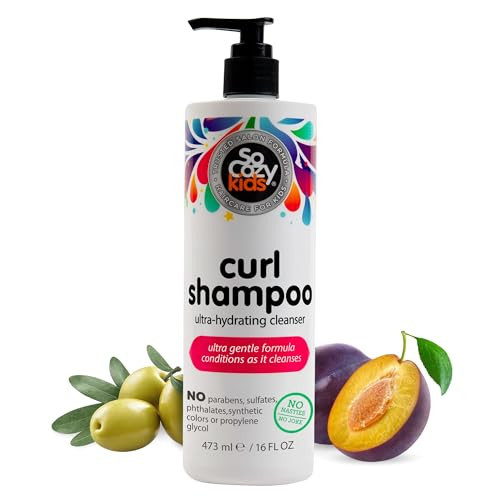 SoCozy Curl Shampoo for Kids Curly Hair (16 Fl Oz Pump) Gentle Hydrating Cleanser, Helps Improve Elasticity, Reduce Breakage & Frizz with Keratin, Plum Seed Oil & Olive Oil, Paraben & Sulfate-Free | Amazon (US)