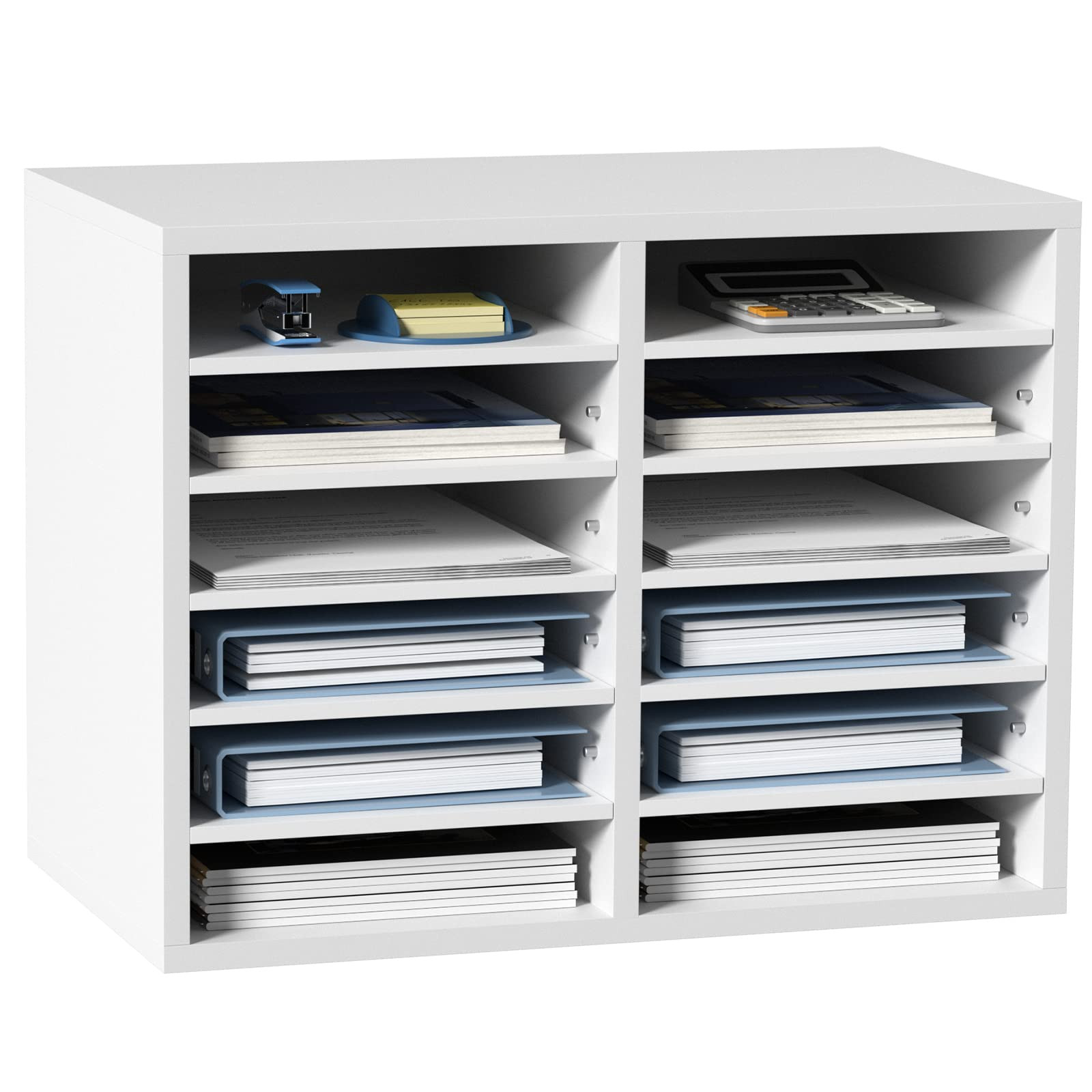 VEVOR Literature Organizers, 12 Compartments Office Mailbox with Adjustable Shelves, Wood Literat... | Amazon (US)