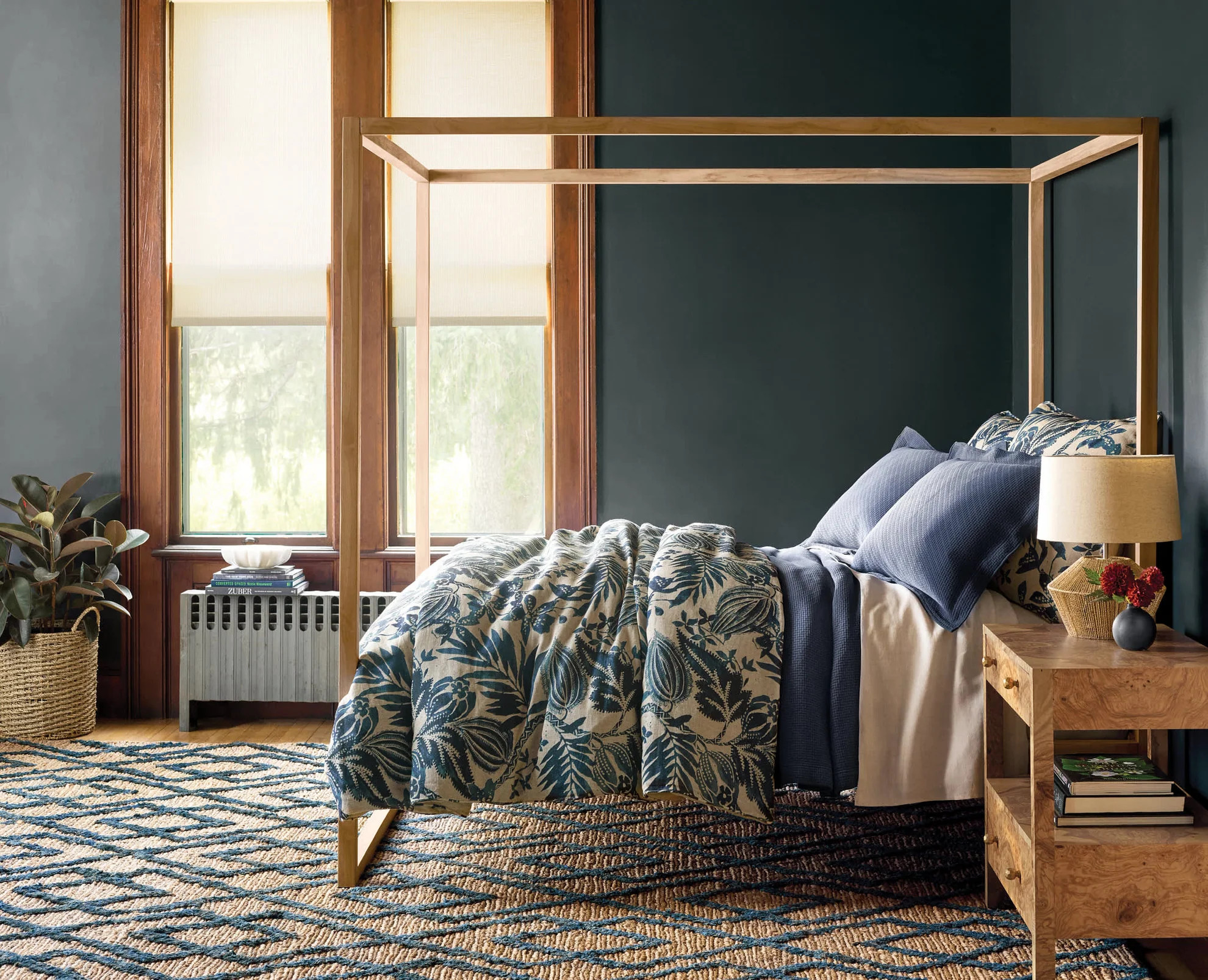 Marco Navy Jute Soumak Handwoven Rug | Annie Selke