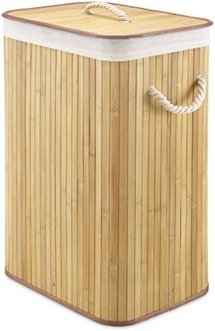 Whitmor Laundry Hamper with Rope Handles Bamboo, 12.25x16.25x23.375, Natural Stain | Amazon (US)