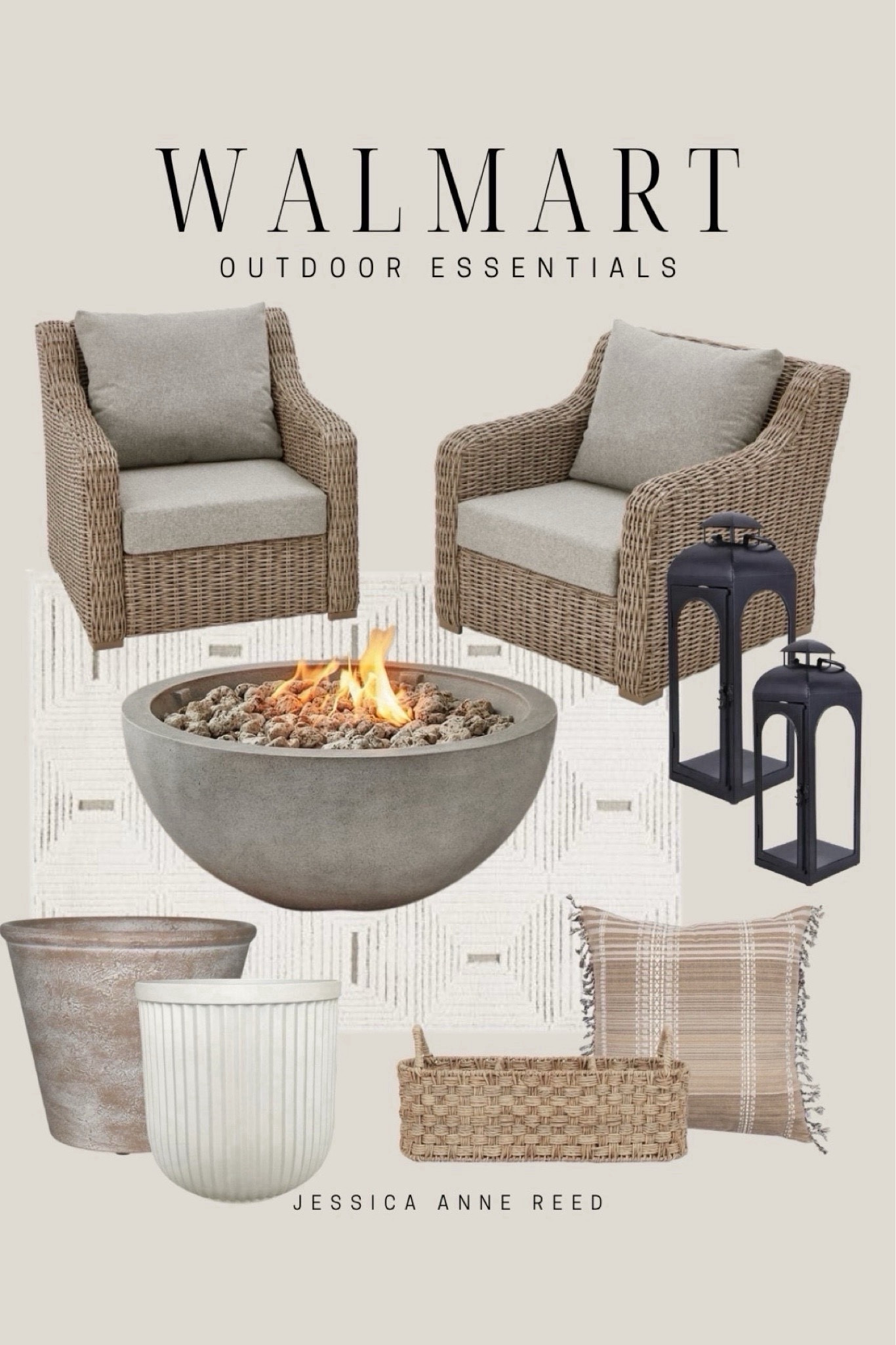 Outdoor furniture, patio furniture, Walmart patio furniture, Walmart outdoor furniture, outdoor club chair, outdoor chair, outdoor wicker chair, concrete fire pit, outdoor lantern, outdoor planter, Walmart planter, outdoor rug, Walmart home



#LTKSeasonal #LTKfindsunder50 #LTKhome