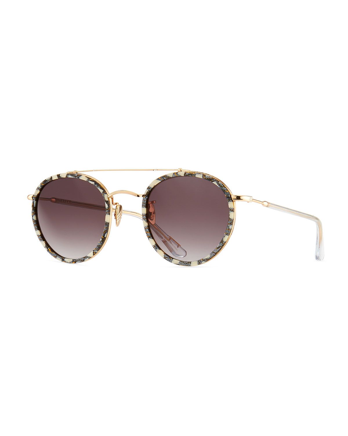 Poydras Round Acetate & Metal Sunglasses | Neiman Marcus