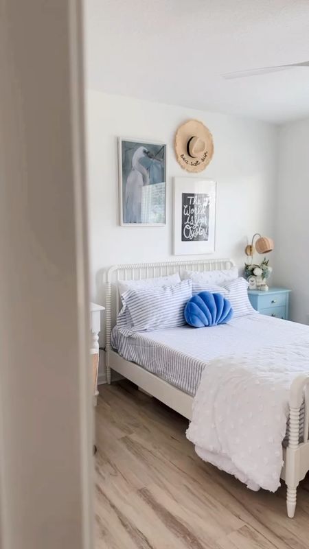 Tween coastal bedroom 🤍🐚 #bedroomdecor #coastalhome #tweenroom #girlsroom #vanity #beachhouse 

#LTKStyleTip #LTKHome #LTKKids