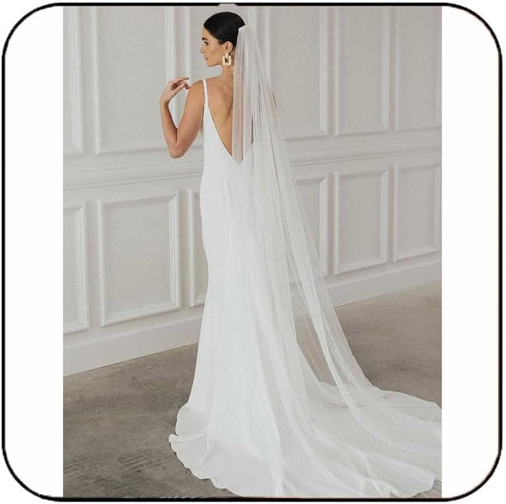 Latious 1 Tier Bride Wedding Veil White Long Cathedral Bridal Tulle with Comb for Women | Amazon (US)
