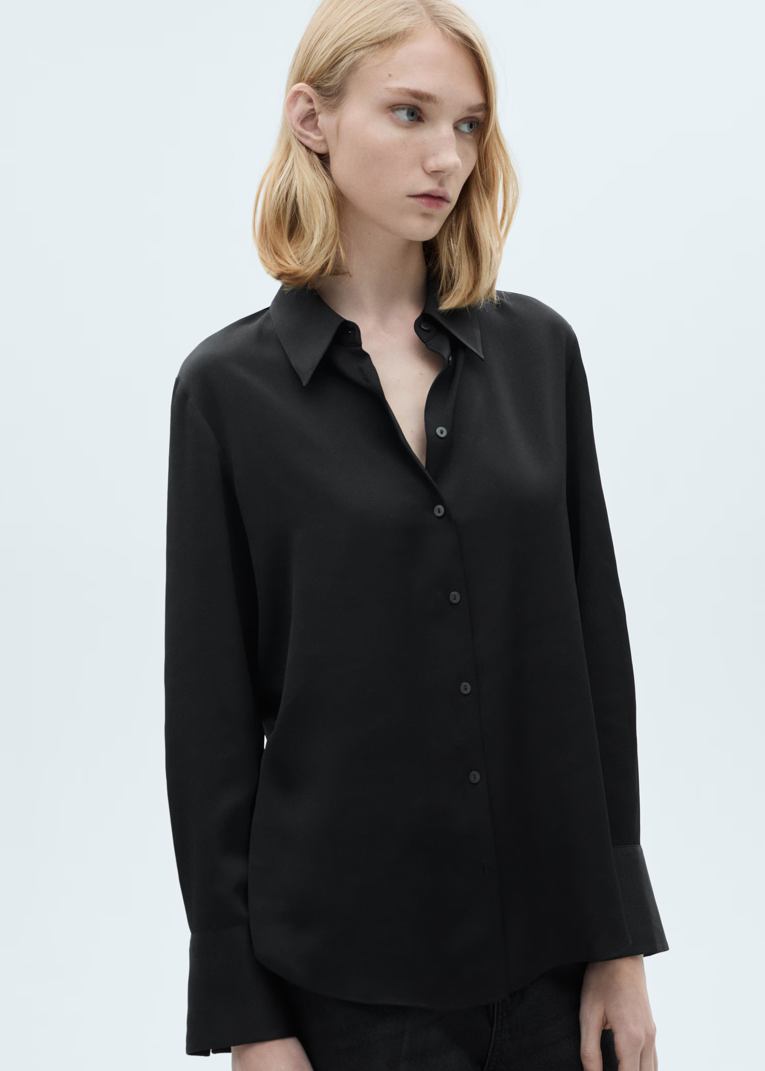 Satin finish flowy shirt - Women | MANGO United Kingdom | MANGO (UK)