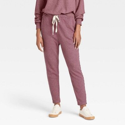 Women&#39;s Mid-Rise Rib-Knit Tapered Jogger Pants - Universal Thread&#8482; Brown M | Target