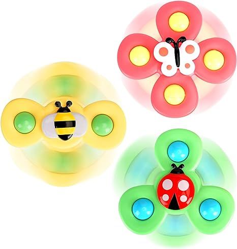 3PCS Suction cup spinner toys for 1 2 Year old boys|Spinning top baby toys 12-18 months|First bir... | Amazon (US)