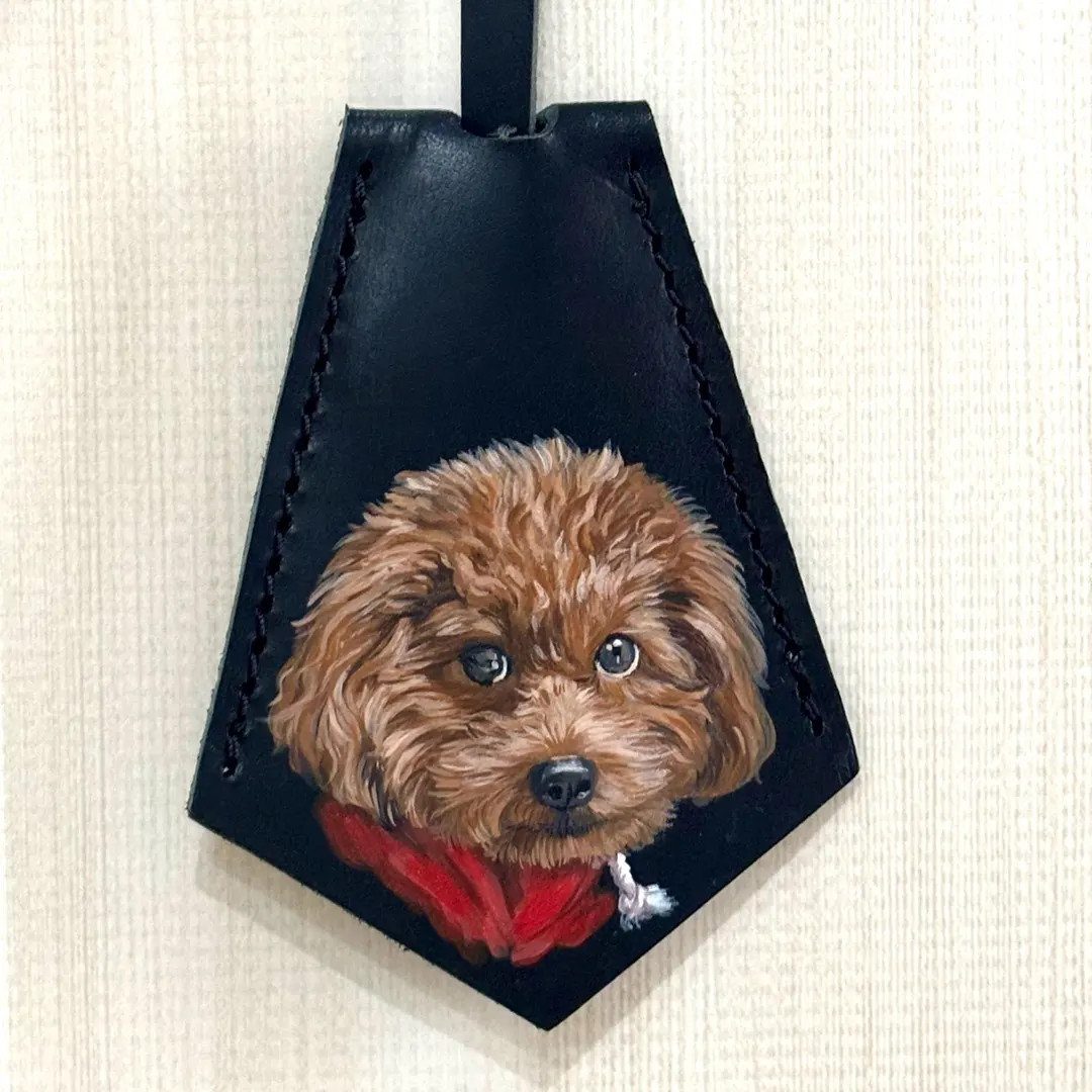 Custom Hand-painted Pet Portrait Leather Bag Charm, Personalized Keychain, Dog/cat Memorial, Lugg... | Etsy (US)
