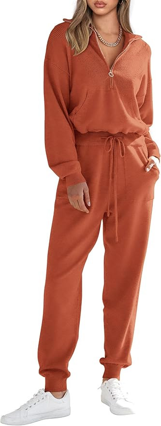 PRETTYGARDEN Womens 2 Piece Zip Up Pullover Sweatshirt Jogger Set | Amazon (US)