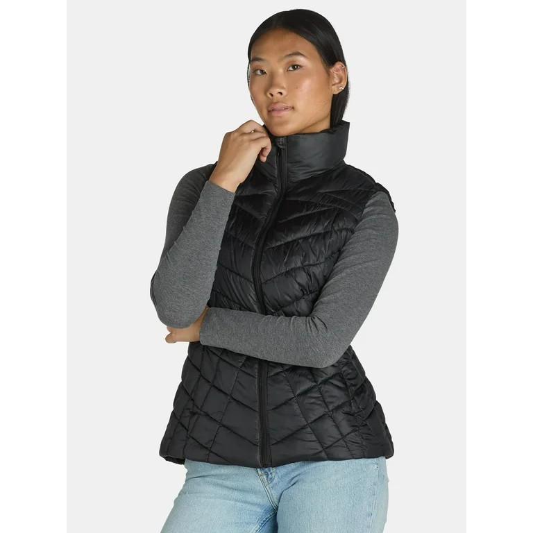 Big Chill Women's Chevron Quilted Puffer Vest, Midweight, Sizes S-3X | Walmart (US)