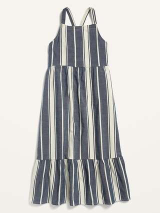 Sleeveless Printed Square-Neck Midi Dress for Girls | Old Navy (US)