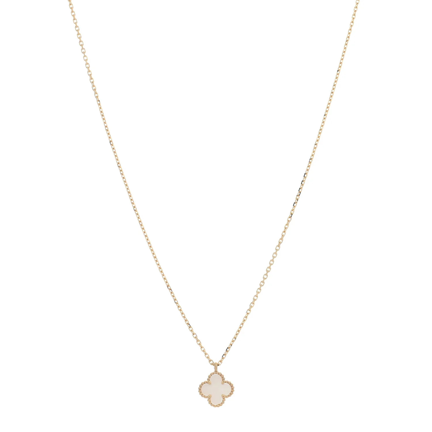 18K Yellow Gold Mother of Pearl Sweet Alhambra Pendant Necklace | FASHIONPHILE (US)