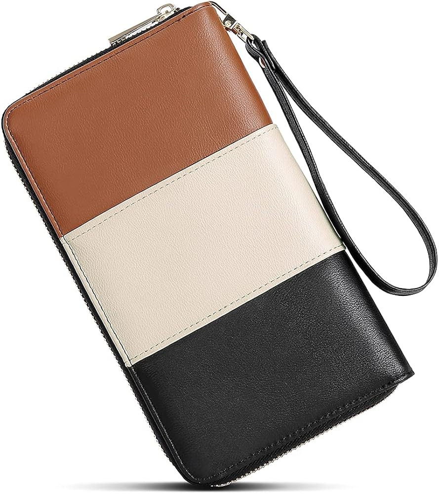 CLUCI Womens Wallet Large Leather Clutch Ladies Travel Purse Zipped Large Multi Card Organizer with  | Amazon (US)