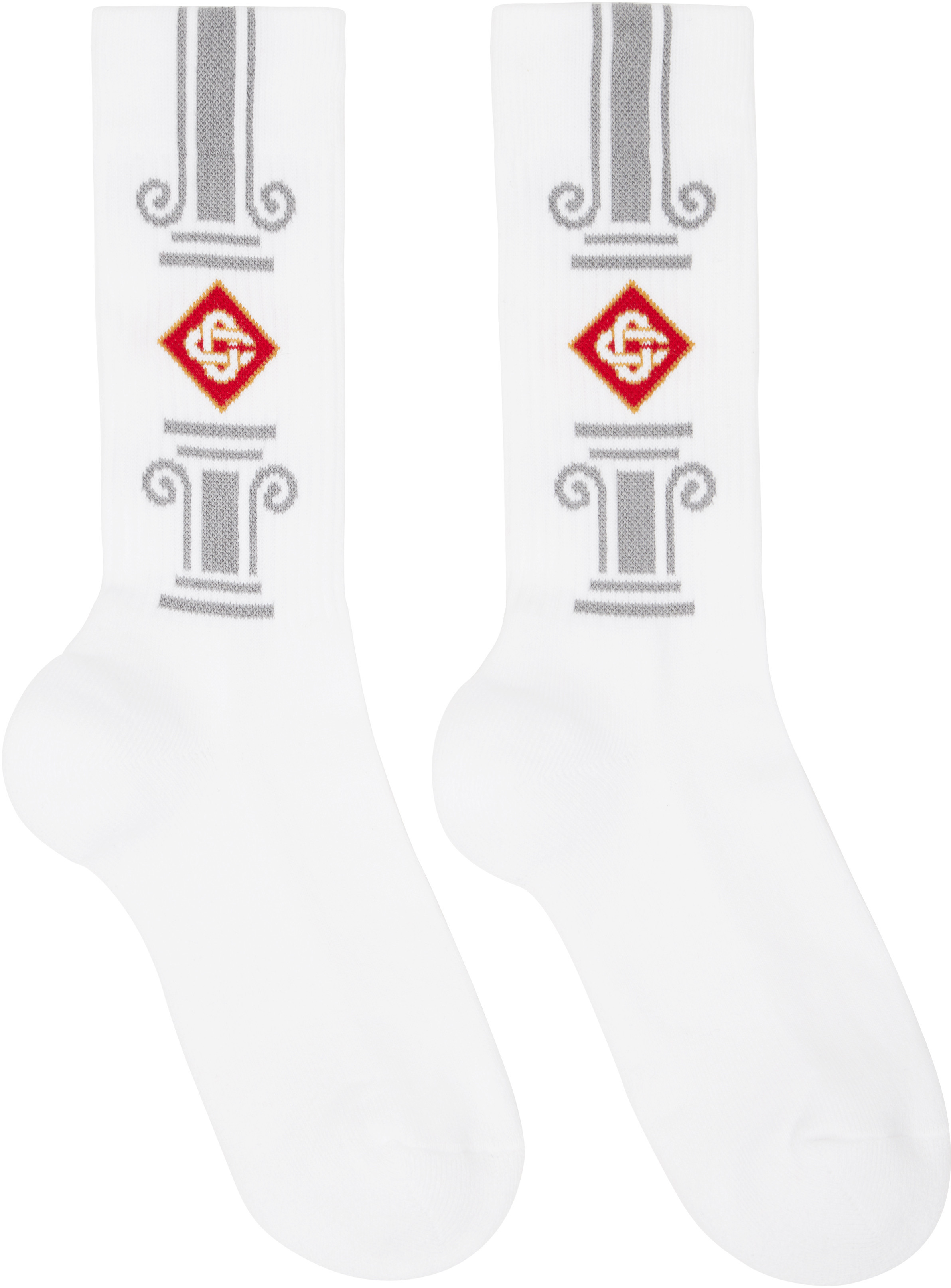 Casablanca White Gray Column Socks | SSENSE