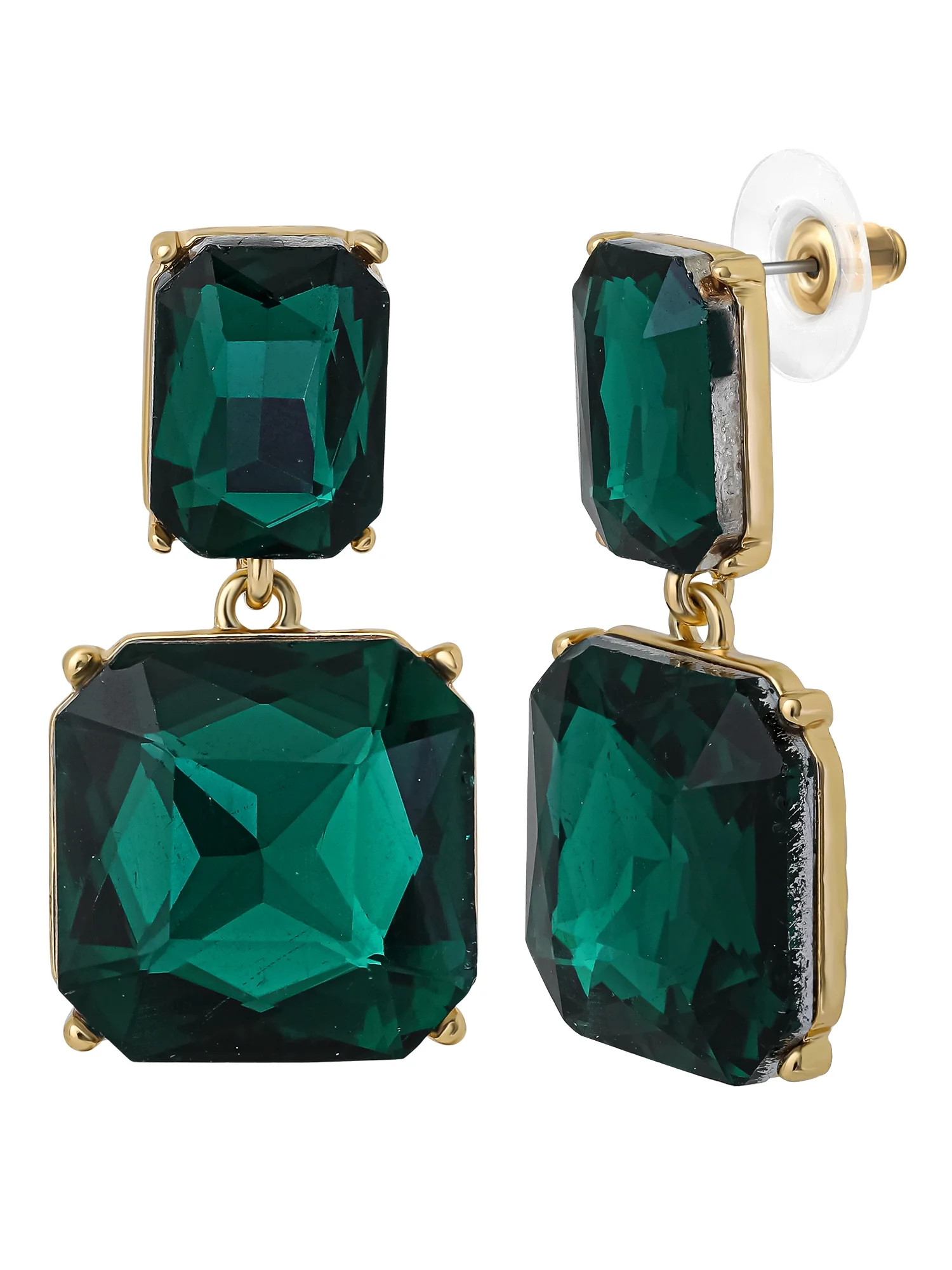 Jessica Simpson Women's Double Drop Green Stone Earrings | Walmart (US)