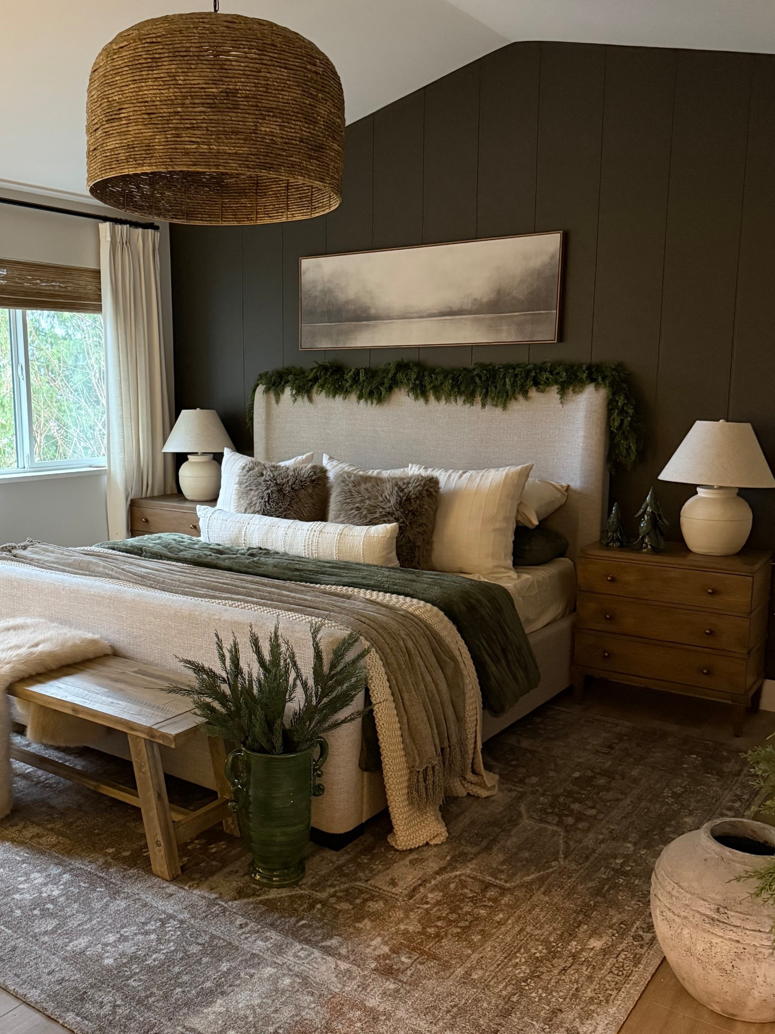 Winter bedroom.. is all about cozy layers.. faux fur, chunky knit, super soft plush comforter. 
Primary bedroom inspo
Christmas home decor 

#LTKHoliday #LTKSeasonal #LTKHome