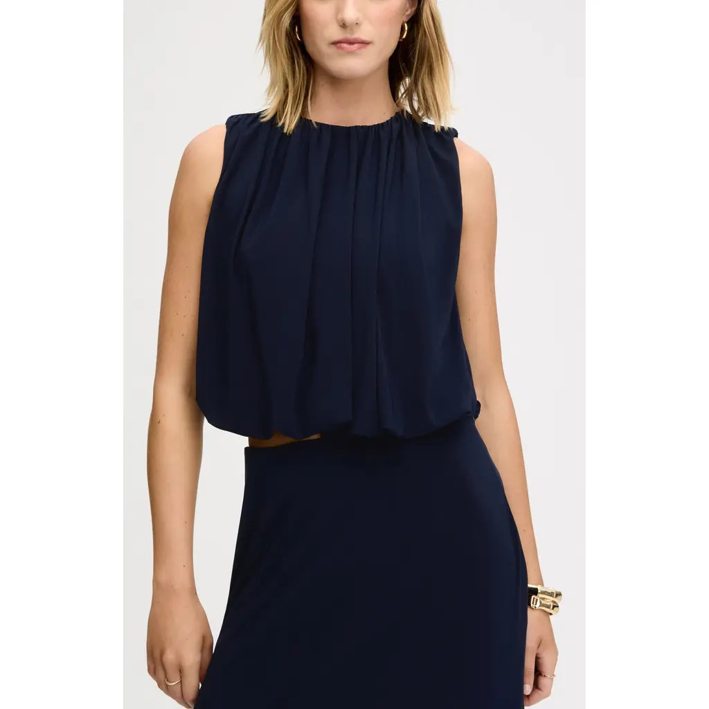 Sam Edelman Blouson Crop Top in Navy at Nordstrom, Size Large | Nordstrom
