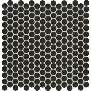 MSI Penny Round Nero 12.32 in. x 11.38 in. x 6 mm Matte Porcelain Mosaic Tile (14.4 sq. ft. / cas... | The Home Depot