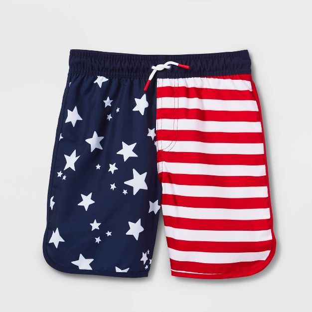 Boys' Americana Flag Print Swim Trunks - Cat & Jack™ Navy Blue | Target