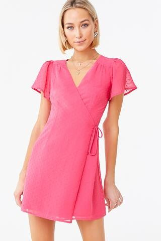 Heart-Shaped Clip Dot Wrap Dress | Forever 21 (US)