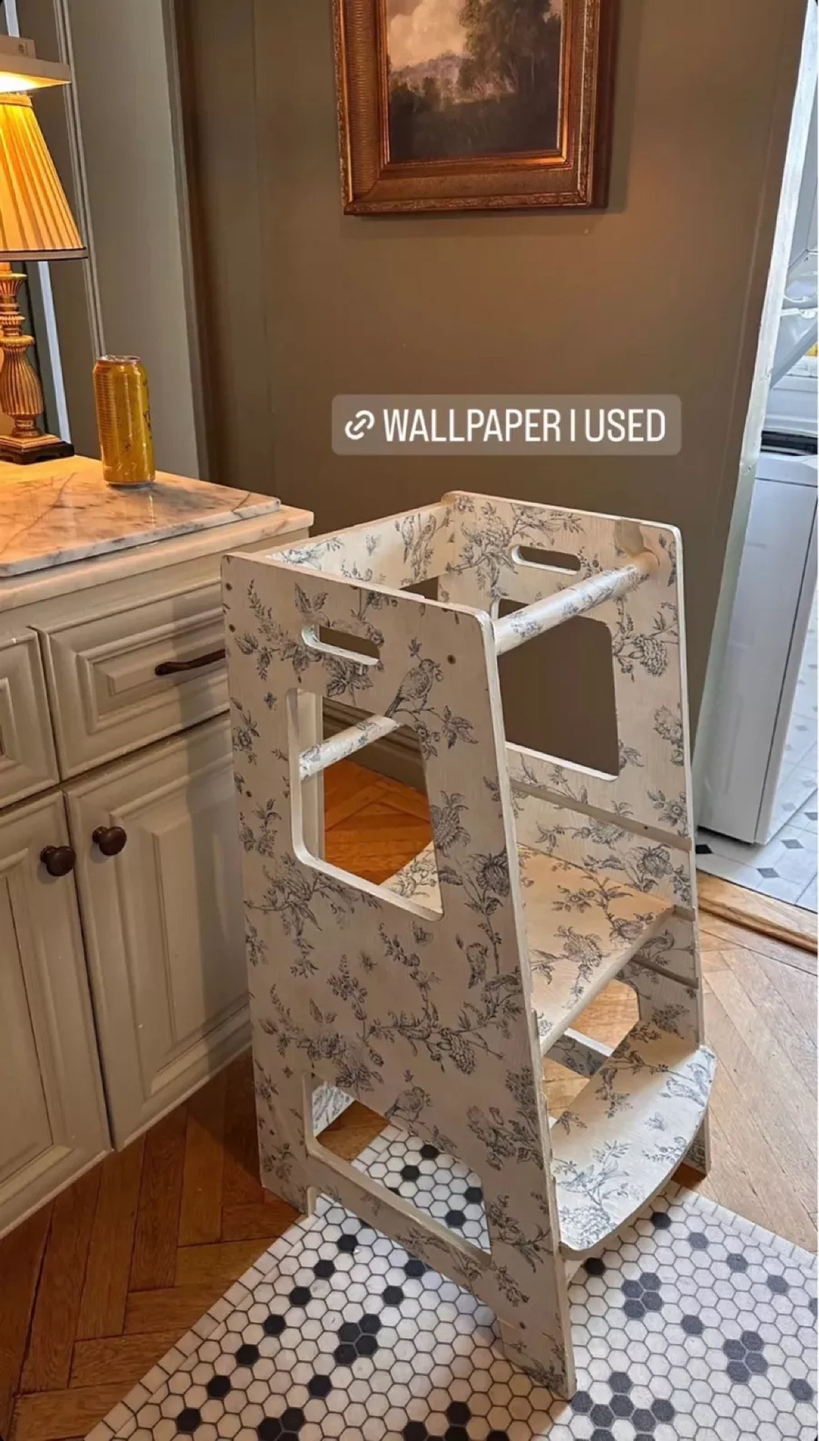 Kids kitchen tower with a diy wallpaper cover 

#LTKhome #LTKFind #LTKkids