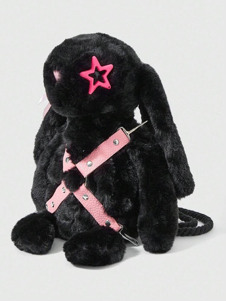 ROMWE Grunge Punk Black Rabbit Shaped Cartoon Cute & Creative Fashion Backpack For Women | SHEIN