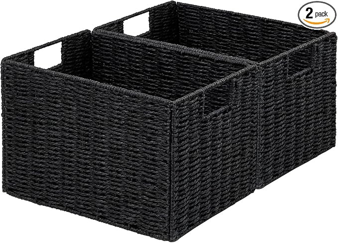 Vagusicc Wicker Storage Basket, Set of 2 Hand-Woven Paper Rope Wicker Basket, Small Storage Baske... | Amazon (US)